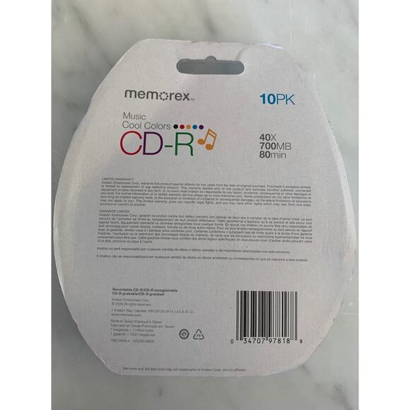 NIP Memorex 10-Pack of Blank CDS - Picture 3 of 3
